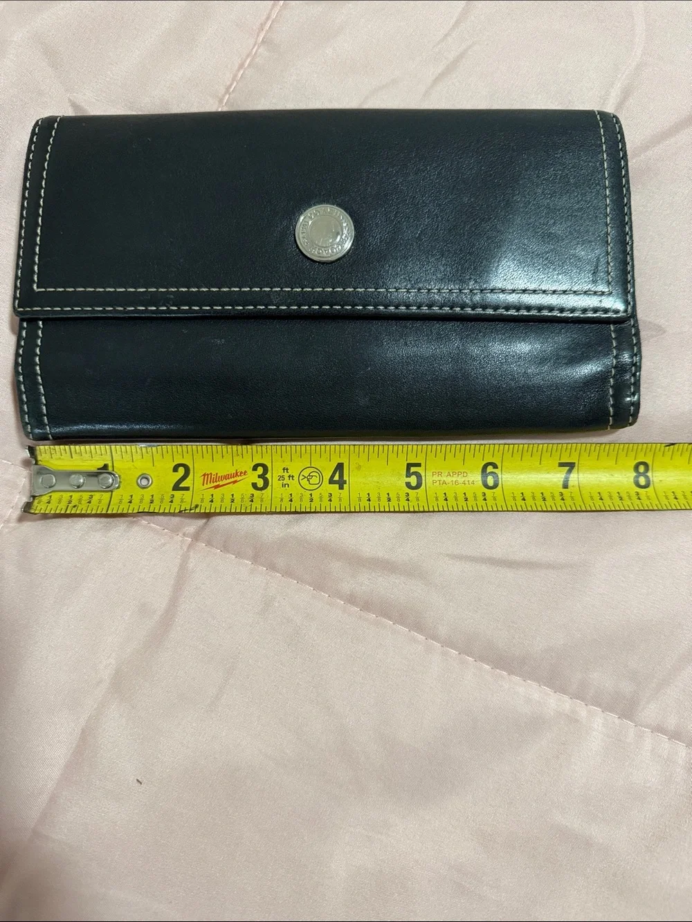 Black Leather Wallet with Contrast Stitching